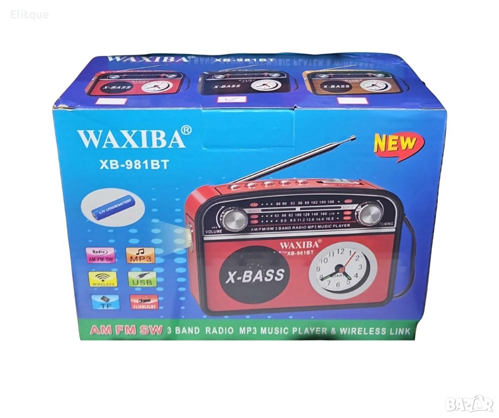 Преносимо радио с фенерче и часовник,високоговорител с Bluetooth връзка,USB,TF карта,MP3 плейър, снимка 1