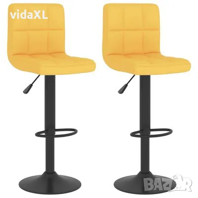 vidaXL Бар табуретки, 2 бр, горчица, текстил（SKU:334289）, снимка 1