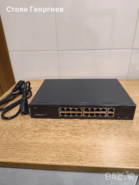 YuLinca 16-портов PoE превключвател с 2 Gigabit Uplink, 10/100Mbps PoE+ портове, 100/1000Mbps , снимка 1