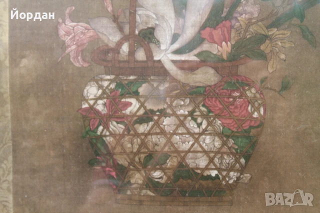 Китайска репродукция с дървена рамка, снимка 7 - Картини - 50474580