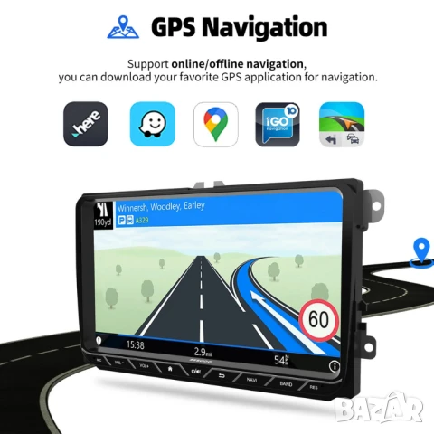 9” 2-DIN мултимедия за Volkswagen-SEAT-Skoda. Android 14, RDS, 64GB ROM, RAM 4GB DDR3 , снимка 10 - Аксесоари и консумативи - 51314058