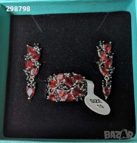 Сребърен пръстен от естествен Гранат и черен шпинел, снимка 3 - Пръстени - 52482701