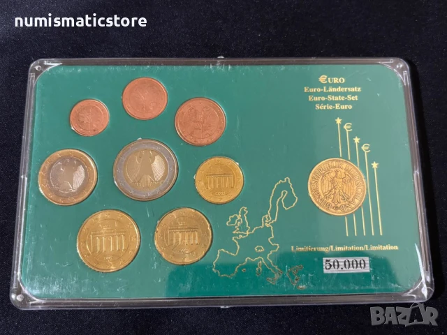 Германия 2002 F - Евро сет от 1 цент до 2 евро + 1 дойче марка 1981 UNC