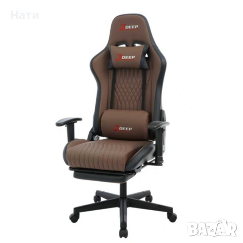 НОВ Ергономичен геймърски стол с поставка за крака, регулируема височина и 3D подлакътници - 5 цвята, снимка 4 - Столове - 54041204