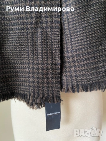 Мъжки, кариран шал Mario Conti от 100 % вълна, с етикет, снимка 4 - Шалове - 53931302
