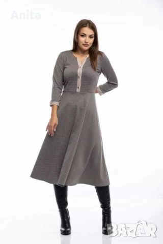 сива елегантна нова рокля миди дължина л/хл