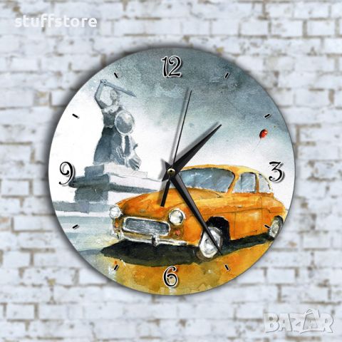 Стенен Часовник - Арт Женска Статуя Малка Ретро Кола, снимка 1 - Стенни часовници - 45634640