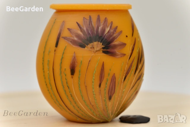 Ръчно изработено бурканче от пчелен восък с пчелен мед, снимка 8 - Пчелни продукти - 43761816