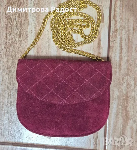 Дамска велурена чанта! Състояние използвано като ново! , снимка 3 - Чанти - 50420917