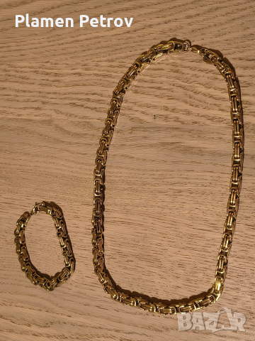 Ланец и гривна кралска плетка , снимка 2 - Бижутерийни комплекти - 53950257