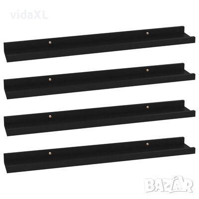 vidaXL Стенни рафтове, 4 бр, черни, 60x9x3 см(SKU:326668