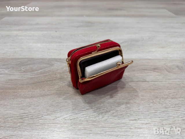 Червено дамско портмоне / малка чантичка с метална закопчалка, снимка 3 - Чанти - 53025518