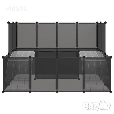 vidaXL Клетка за малки животни, черна, 143x107x93 см, PP и стомана(SKU:340569), снимка 4 - Други стоки за животни - 48701788