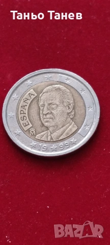 Испански монети от (1)и(2) евро със Допуснати грешки при изсичането.И със последователни години. , снимка 15 - Нумизматика и бонистика - 53981326