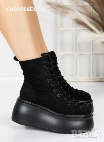 Боти на платформа - черен велур - 56WL11

, снимка 2 - Дамски боти - 51940830