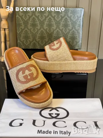 Gucci Чехли На Висока Платформа Гучи - Налични Различни Цветове Код E264, снимка 3 - Чехли - 50413100