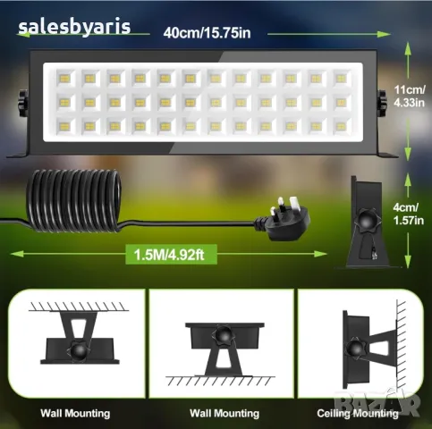 Външен LED прожектор, 100 W 13000 LM прожектор с 1,5 M щепсел, снимка 4 - Лед осветление - 47086640