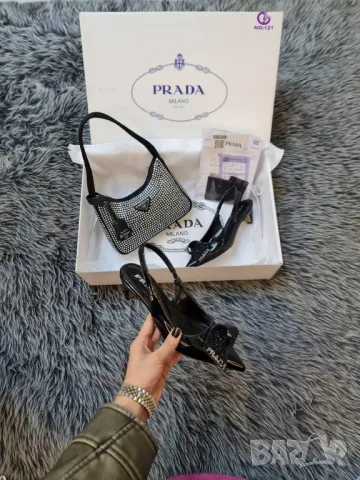 дамски сандали на ток и чанта prada milano , снимка 5 - Чанти - 46970360