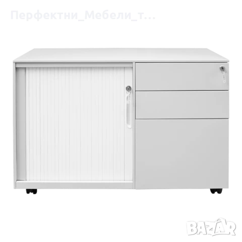 Практичн Комбиниран кардекс 3 чекмеджета  и шкаф с плъзгаща врата-за под бюро, снимка 2 - Органайзери за бюро - 50765851