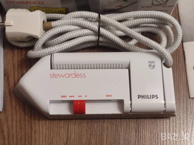 Мини туристическа ютия Philips Stewardess 220V / 110V с незалепваща гладеща повърхност, снимка 3 - Ютии - 52353409