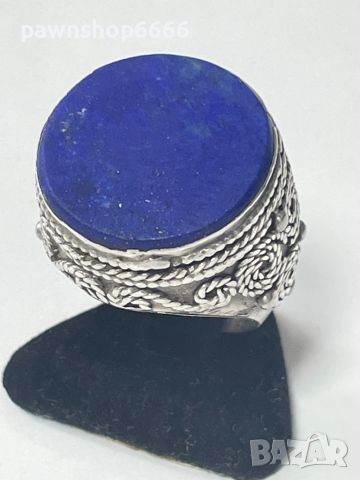 Стар сребърен пръстен ръчна изработка с Лапис лазули, снимка 8 - Антикварни и старинни предмети - 45462921