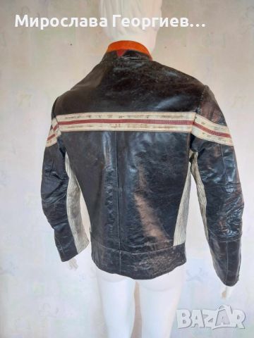 Кожено Рокерско яке Jack & Jones Vintage DENIM, Стил damage leather jacket, Размер М, снимка 2 - Якета - 46302156