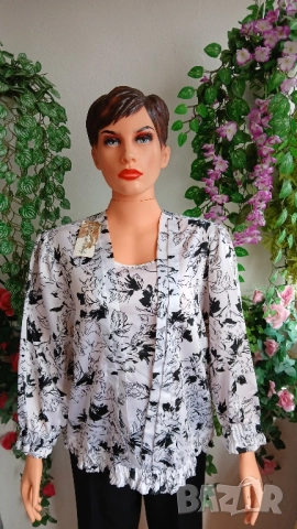 Дамски стилни цветни блузи от копринен сатен., снимка 2 - Блузи с дълъг ръкав и пуловери - 51871474