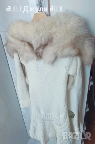 Стилно палто от ангора с естествен косъм, снимка 7 - Палта, манта - 51679711