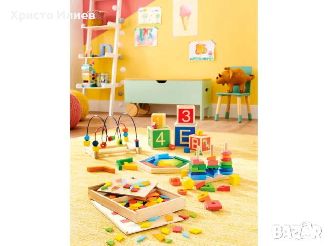 Дървен пъзел Мозайка Дървени кубчета форми Монтесори метод, снимка 12 - Игри и пъзели - 50805718
