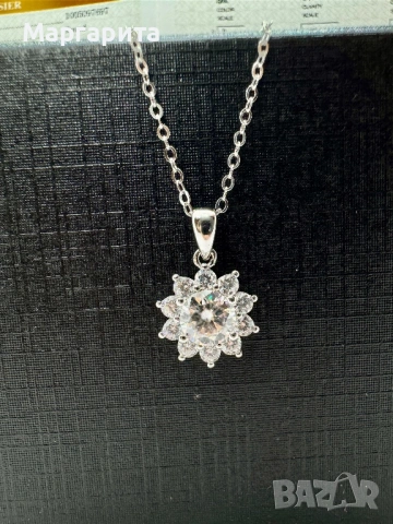 Сребърно колие с мойсанит (диамант)1 карат