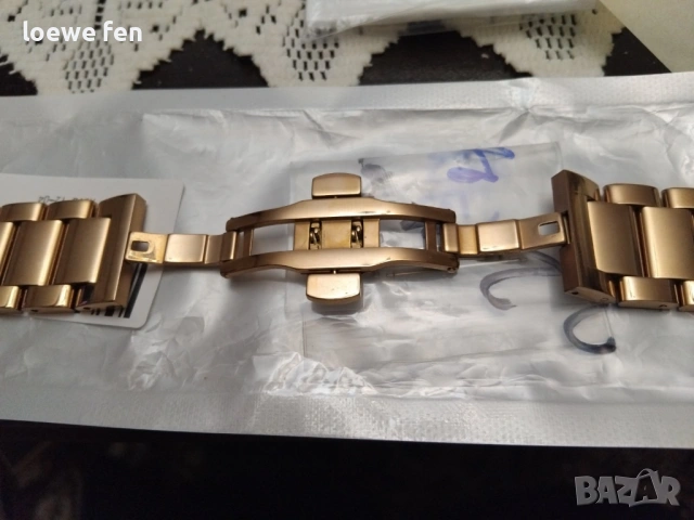 Верижка за часовник 22 мм неръждаема стомана Розово Злато пеперуда!, снимка 3 - Мъжки - 53063643