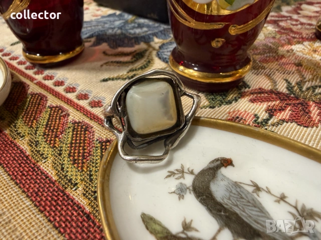 Сребърен пръстен с естествен камък. №8010