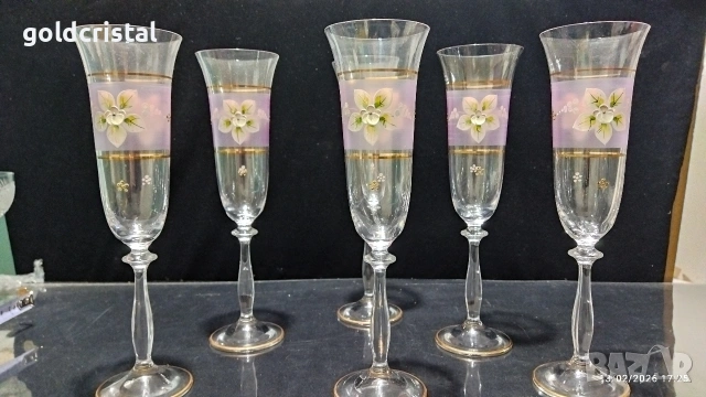 кристални чаши Бохемия Чехословакия , снимка 6 - Антикварни и старинни предмети - 27890289