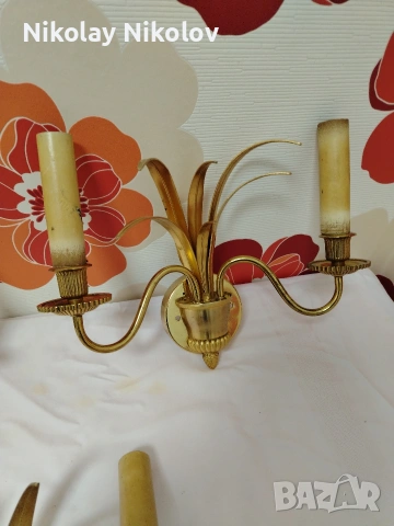 месингови аплици от 1950, снимка 4 - Лампи за стена - 53144811