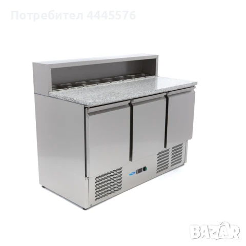 Професионална хладилна маса с гранитен плот – 3 врати, 400 литра, снимка 3 - Обзавеждане на кухня - 50546884
