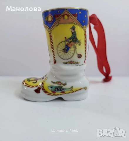 Порцеланова коледна камбанка и ботуш от колекцията на Hutschenreuther., снимка 9 - Други ценни предмети - 52396531