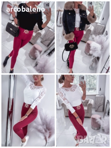 Дамски стягащи клинове с декоративни колани, 3цвята , снимка 12 - Клинове - 51931885