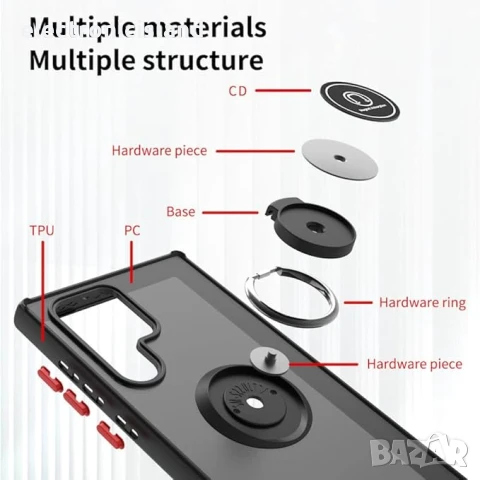Калъф за телефон със скоба за Samsung Galaxy S22 Ultra, магнитен, черен, снимка 2 - Калъфи, кейсове - 50648454