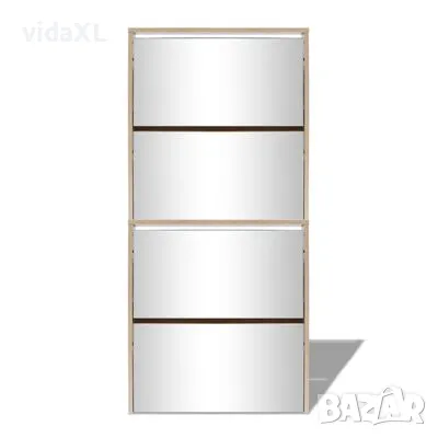 vidaXL Шкаф за обувки 4 нива с огледала, дъб, 63x17x134 cм（SKU:273935）, снимка 4 - Шкафове - 48799816