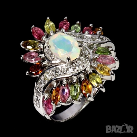 925 сребърени пръстени с родолит гранат, огнен опал, сапфир, танзанит смарагд , снимка 4 - Пръстени - 51755813