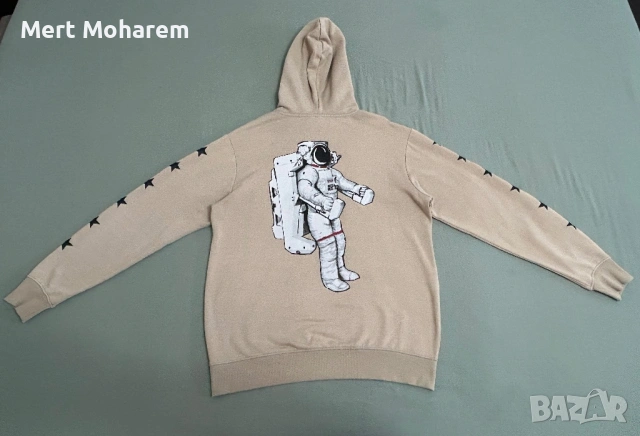 Суитшър H&M NASA с качулка, като ново, размер M, бежов, снимка 3 - Суичъри - 52259608