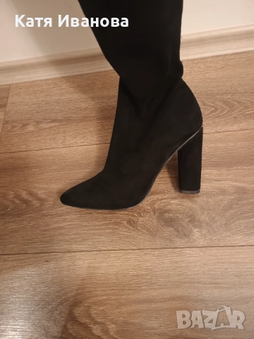 Велурени чизми по крака -нови, снимка 1