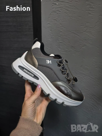 Нови жестоки дамски сникърси / маратонки в бежов и сив цвят на намаление., снимка 2 - Маратонки - 53871112