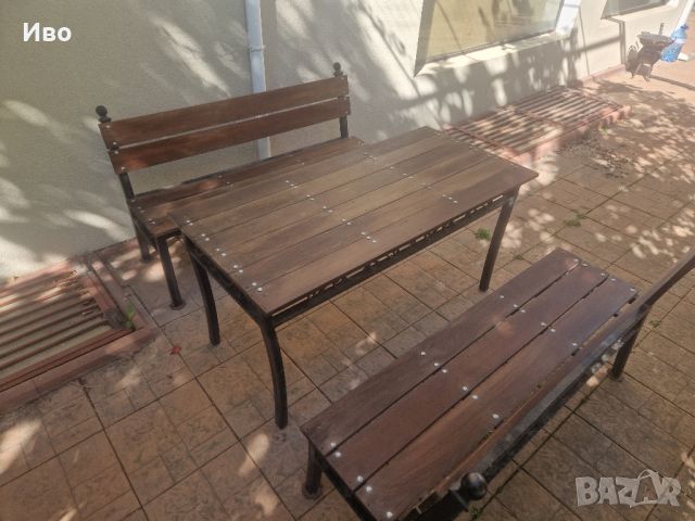 Комплект градинска маса с 2 броя пейки , снимка 2 - Градински мебели, декорация  - 45266220