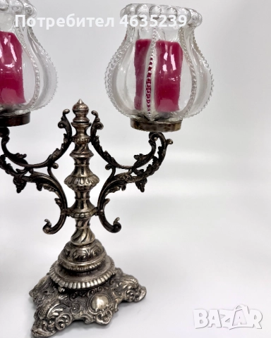 Масивен винтидж свещник, изработен от бронз, снимка 2 - Антикварни и старинни предмети - 52988205