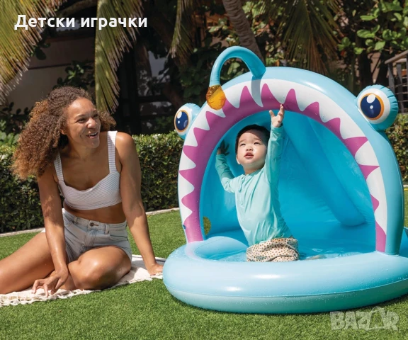 Надуваем басейн със сенник Риба INTEX, 127 х 102 х 86 см, син, снимка 3 - Надуваеми играчки - 50802045