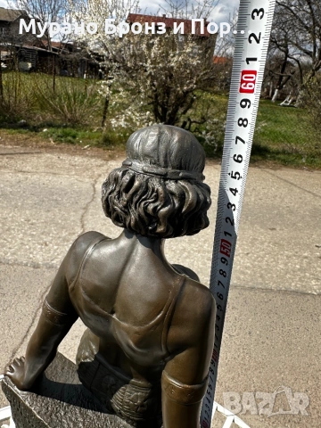 Масивен бронз (15 кг) – „Египетска танцьорка“ Арт Деко, подпис Milo, 58 см, снимка 3 - Антикварни и старинни предмети - 53984069