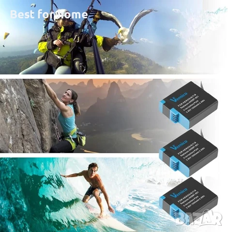 Комплект зарядни устройства Vemico Hero 8 и  3 броя батерии, 1500 mAh, снимка 5 - Батерии, зарядни - 50746250