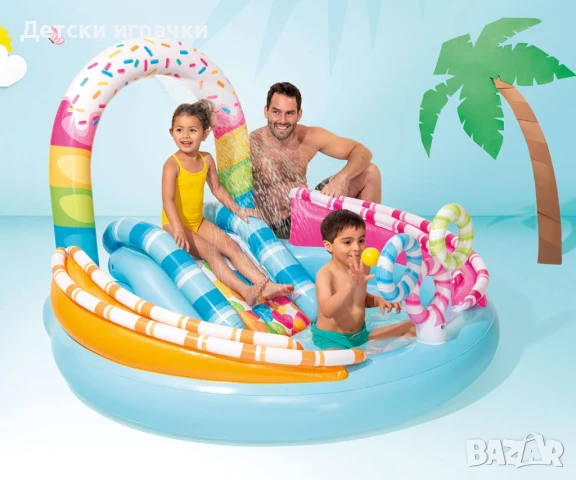 Надуваем център за игра с пързалка INTEX, 170 х 168 х 122 см, Candy Zone, снимка 4 - Надуваеми играчки - 50799148