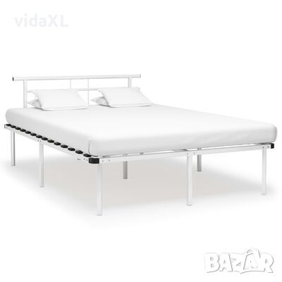 vidaXL Рамка за легло, бяла, метал, 140x200 cм(SKU:324830, снимка 1 - Спални и легла - 45619928